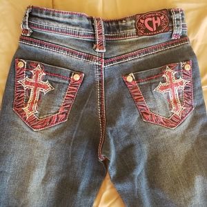 Cowgirl Hardware Jeans with Pink Crosses